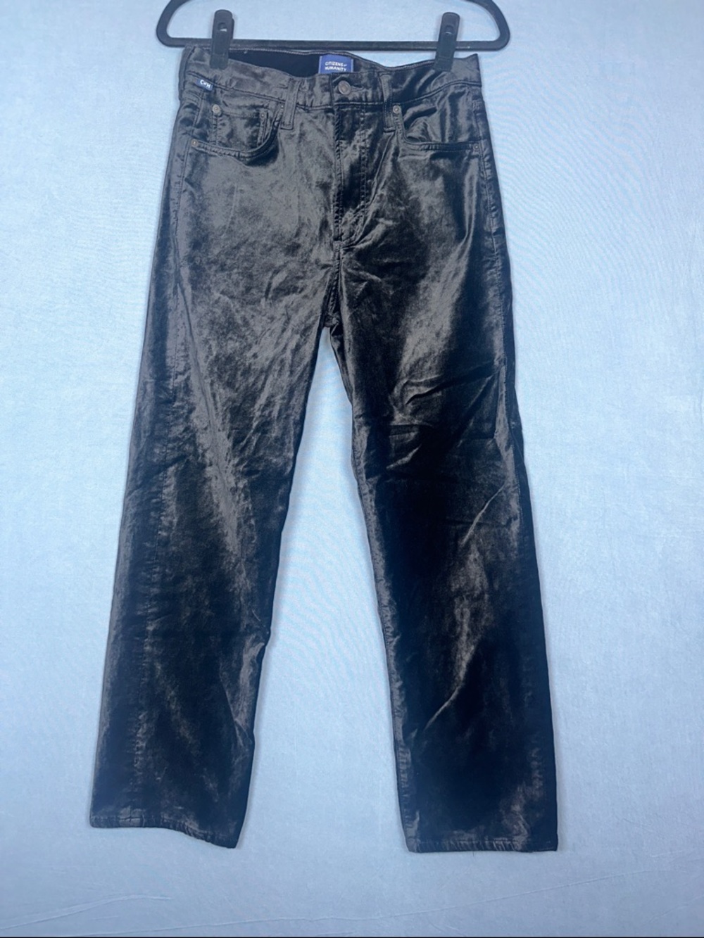 Citizens of Humanity Delfina Suede Pants Womens 27 Black Straight Leg Textured